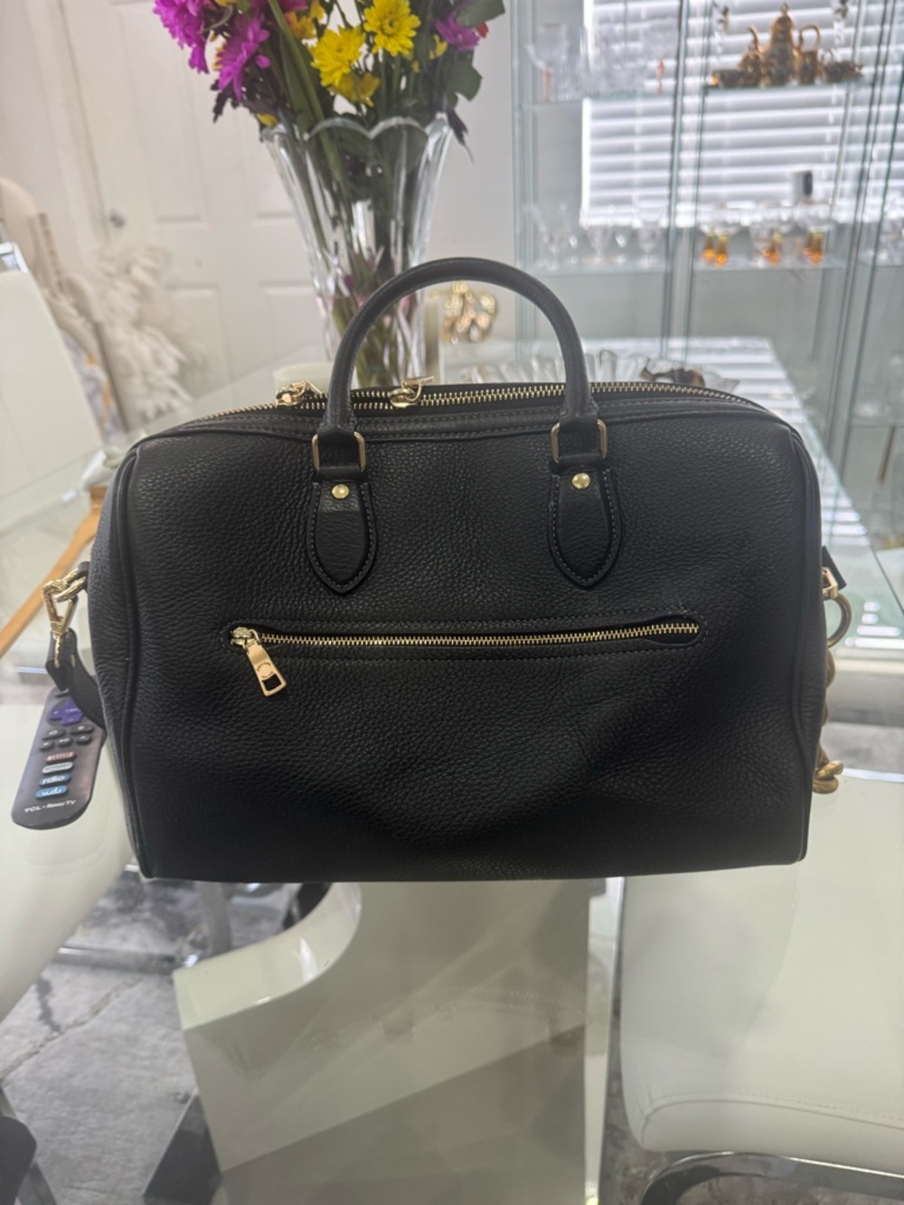 Coach Black Leather Satchel with Gold - Picture 3 of 4